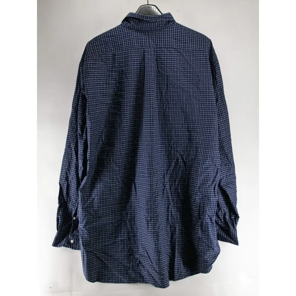 Polo Ralph Lauren Classic Fit Mens 4XLT Navy Blue Check Plaid Button Up Shirt